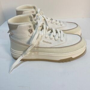 Women’s New Reebok White and Cream canvas High-Top Sneakers